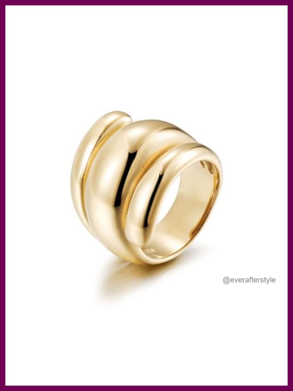 14K Gold Plated Stainless Steel Chunky Dome Band Ring Adjustable